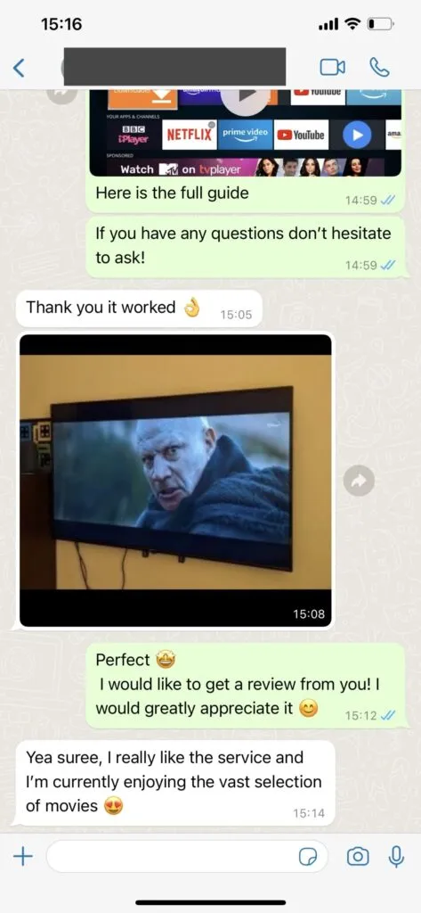 IPTV Client Chat Review screenshot