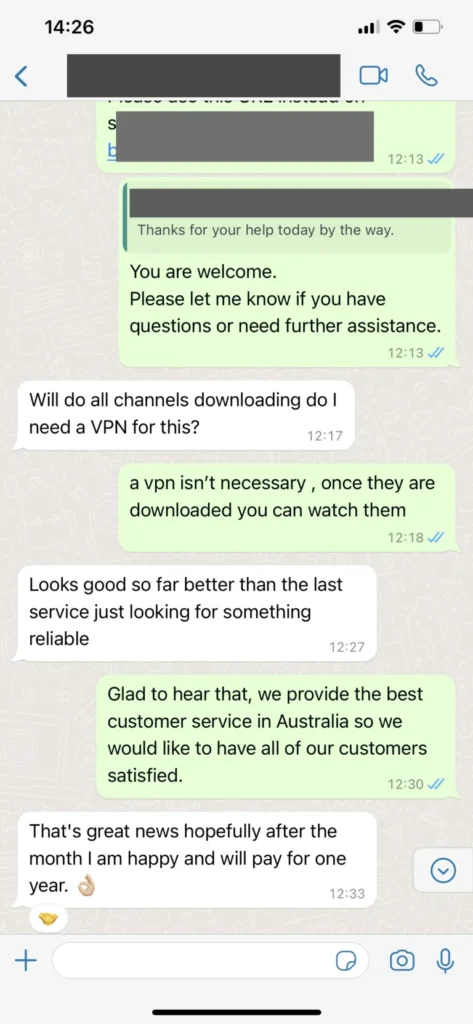 IPTV Client Chat Review screenshot